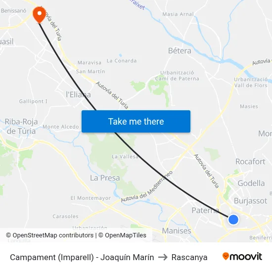 Campament (Imparell) - Joaquín Marín to Rascanya map