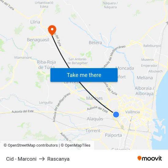 Cid - Marconi to Rascanya map