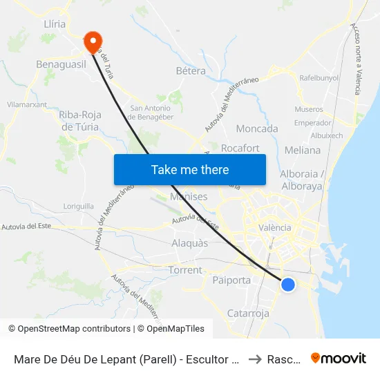 Mare De Déu De Lepant (Parell) - Escultor Frederic Siurana to Rascanya map
