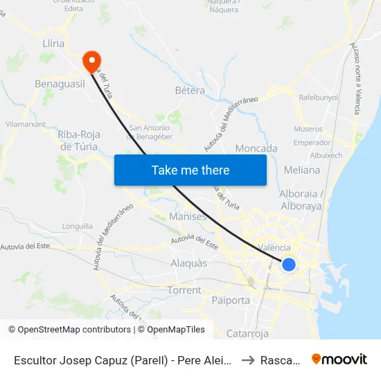Escultor Josep Capuz (Parell) - Pere Aleixandre to Rascanya map