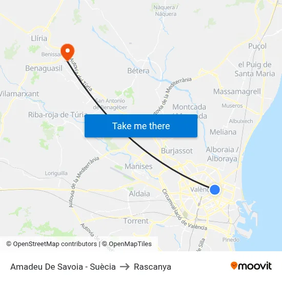 Amadeu De Savoia - Suècia to Rascanya map