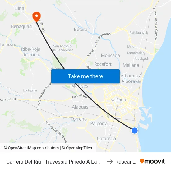 Carrera Del Riu - Travessia Pinedo A La Mar to Rascanya map