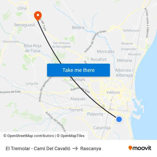 El Tremolar - Camí Del Cavalló to Rascanya map