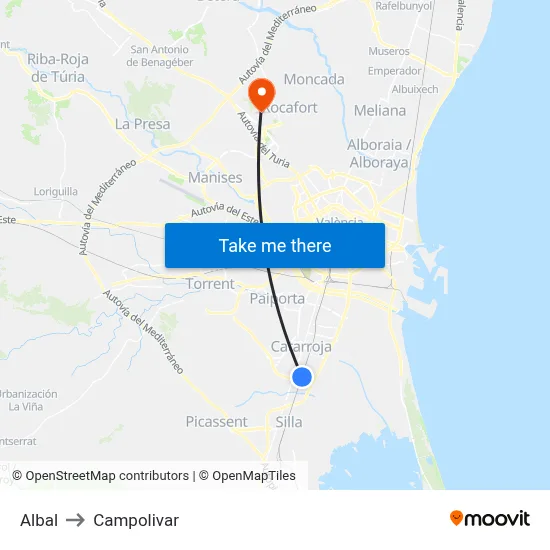 Albal to Campolivar map