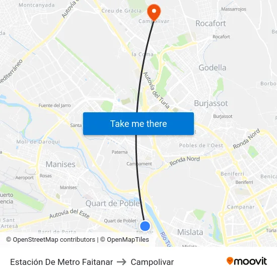 Estación De Metro Faitanar to Campolivar map