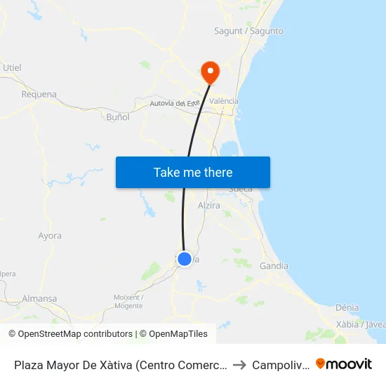 Plaza Mayor De Xàtiva (Centro Comercial) to Campolivar map