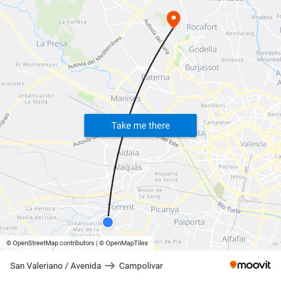 San Valeriano / Avenida to Campolivar map