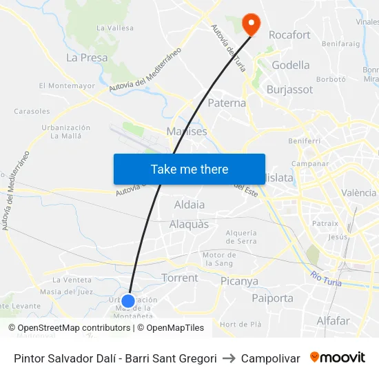 Pintor Salvador Dalí - Barri Sant Gregori to Campolivar map