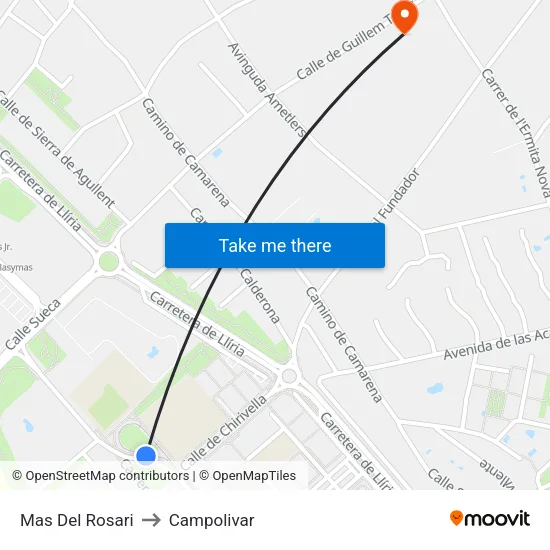 Mas Del Rosari to Campolivar map