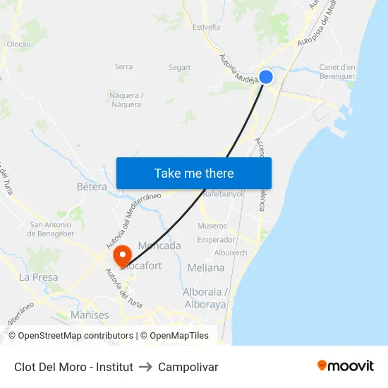 Clot Del Moro - Institut to Campolivar map