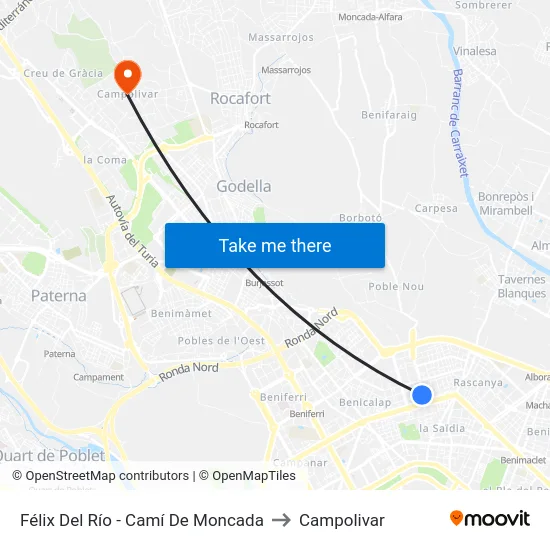 Félix Del Río - Camí De Moncada to Campolivar map