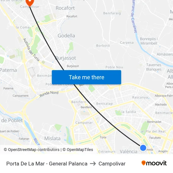Porta De La Mar - General Palanca to Campolivar map