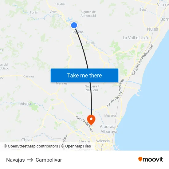 Navajas to Campolivar map