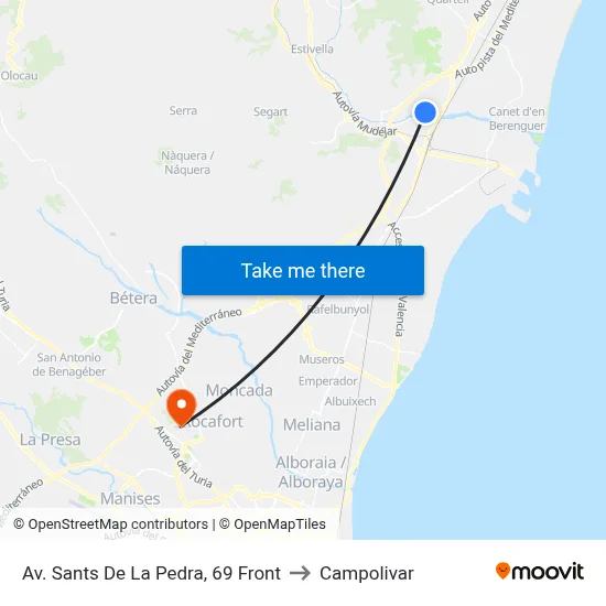 Av. Sants De La Pedra, 69 Front to Campolivar map