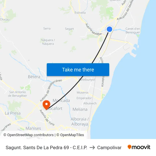 Sagunt. Sants De La Pedra 69 - C.E.I.P. to Campolivar map