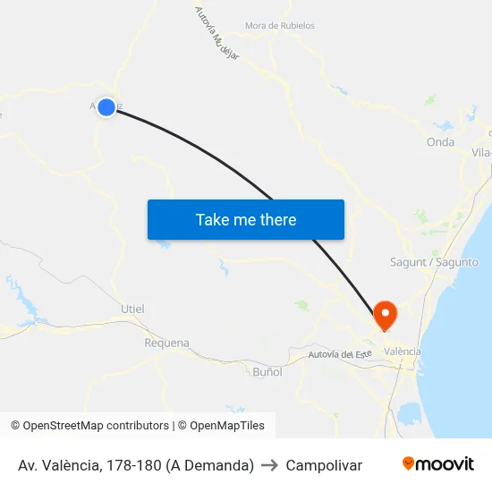 Av. València, 178-180 (A Demanda) to Campolivar map