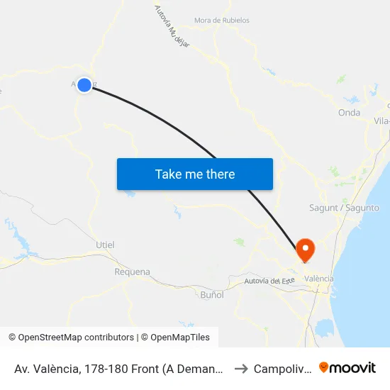 Av. València, 178-180 Front (A Demanda) to Campolivar map