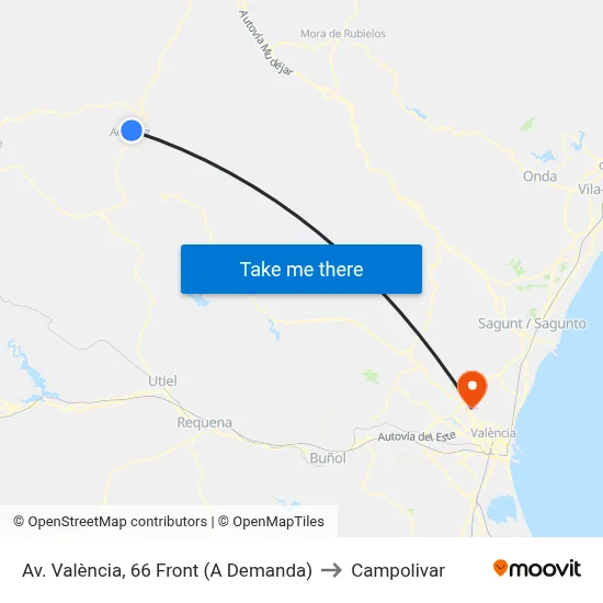 Av. València, 66 Front (A Demanda) to Campolivar map