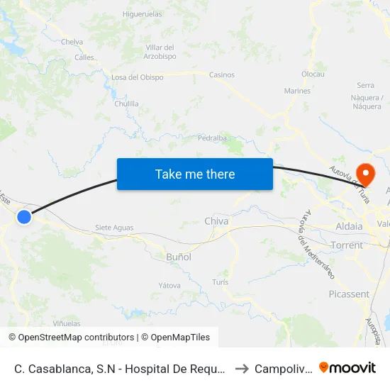 C. Casablanca, S.N - Hospital De Requena to Campolivar map