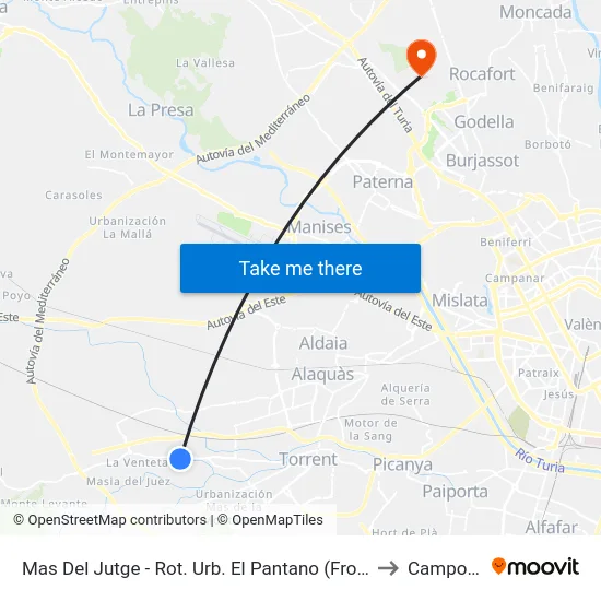 Mas Del Jutge - Rot. Urb. El Pantano (Front) [Torrent] to Campolivar map