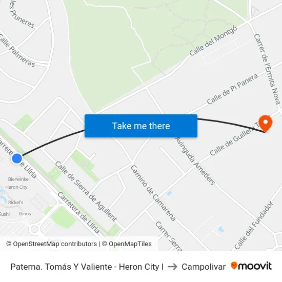 Paterna. Tomás Y Valiente - Heron City I to Campolivar map