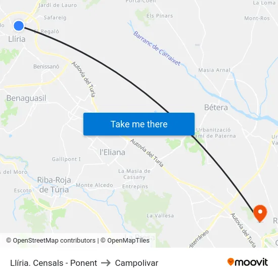 Llíria. Censals - Ponent to Campolivar map