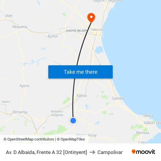 Av. D Albaida, Frente A 32 [Ontinyent] to Campolivar map