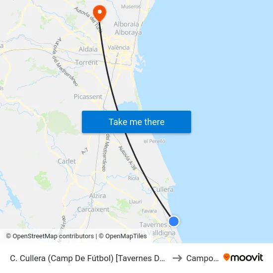 C. Cullera (Camp De Fútbol) [Tavernes De La Valldigna] to Campolivar map