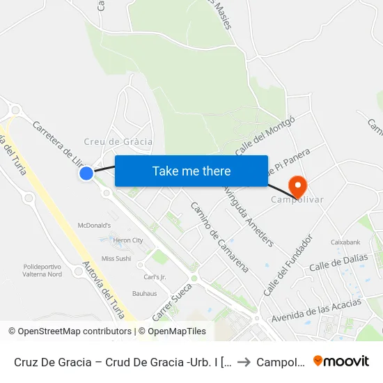 Cruz De Gracia – Crud De Gracia -Urb. I [Paterna] to Campolivar map