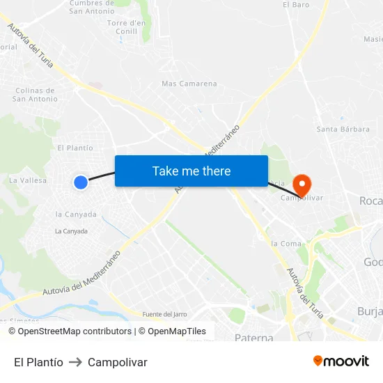 El Plantío to Campolivar map