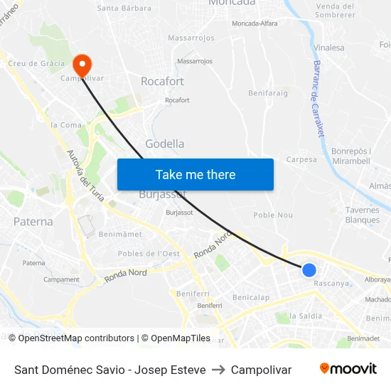Sant Doménec Savio - Josep Esteve to Campolivar map