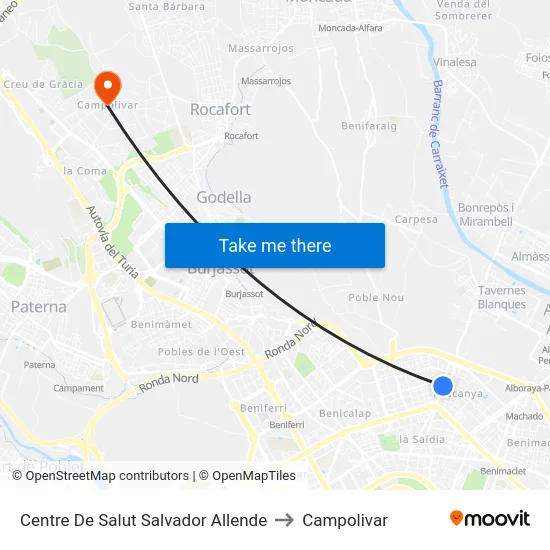 Centre De Salut Salvador Allende to Campolivar map