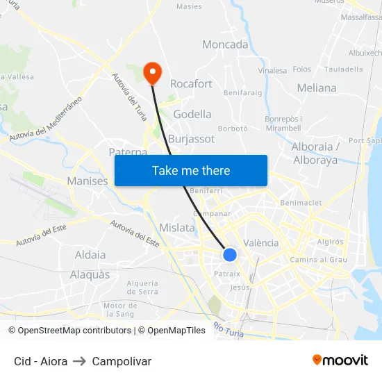 Cid - Aiora to Campolivar map