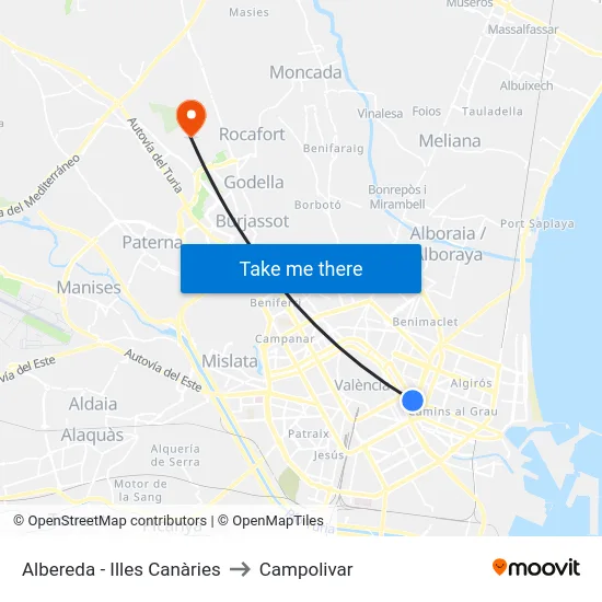 Albereda - Illes Canàries to Campolivar map