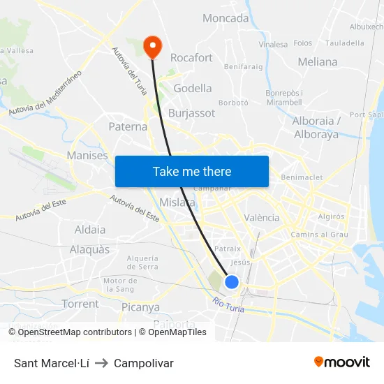 Sant Marcel·Lí to Campolivar map
