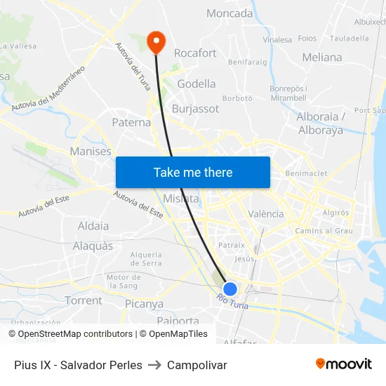 Pius IX - Salvador Perles to Campolivar map