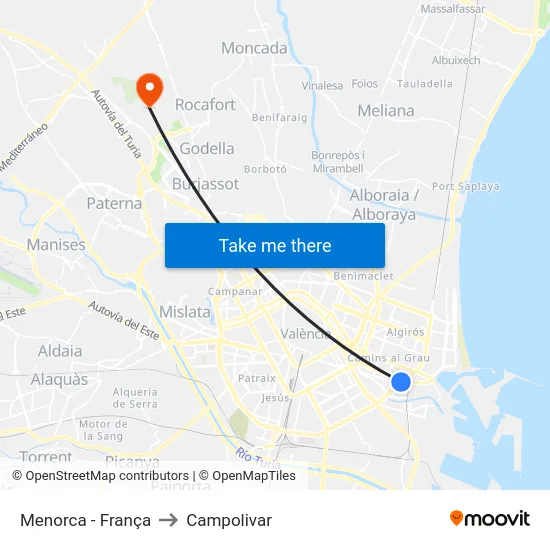 Menorca - França to Campolivar map