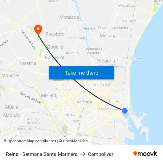 Reina - Setmana Santa Marinera to Campolivar map