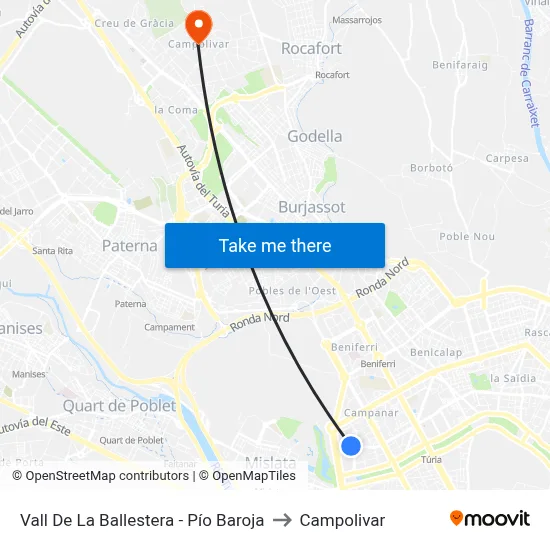 Vall De La Ballestera - Pío Baroja to Campolivar map