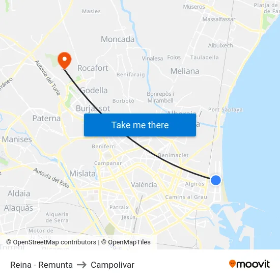 Reina - Remunta to Campolivar map