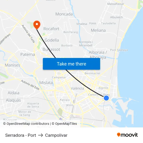 Serradora - Port to Campolivar map