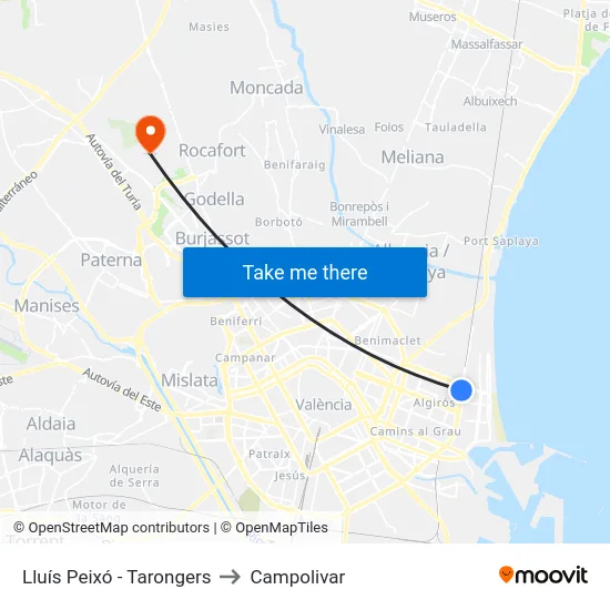 Lluís Peixó - Tarongers to Campolivar map