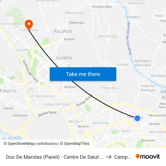 Duc De Mandas (Parell) - Centre De Salut Arquitecte Tolsà to Campolivar map