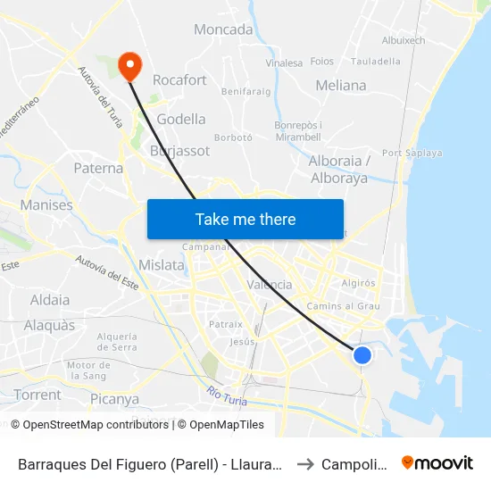 Barraques Del Figuero (Parell) - Llauradors to Campolivar map