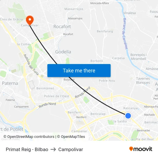 Primat Reig - Bilbao to Campolivar map
