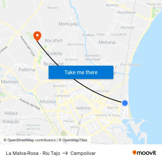 La Malva-Rosa - Riu Tajo to Campolivar map