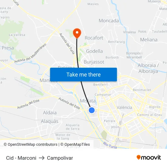 Cid - Marconi to Campolivar map