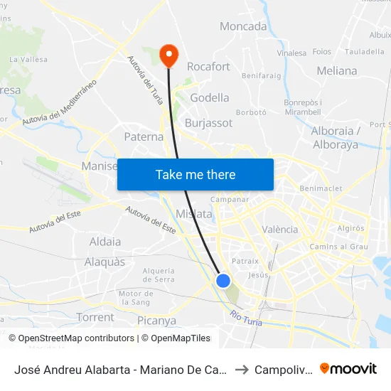 José Andreu Alabarta - Mariano De Cavia to Campolivar map