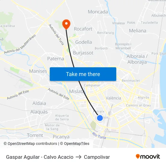 Gaspar Aguilar - Calvo Acacio to Campolivar map