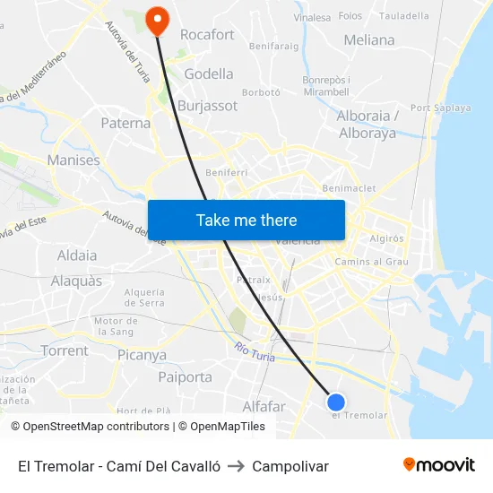 El Tremolar - Camí Del Cavalló to Campolivar map